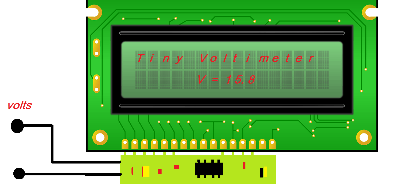 TINY VOLTMETER – VOLTIMETRO CC COM PIC 12F675 E LCD (REF218)