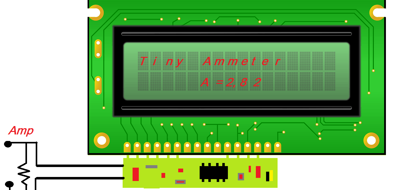 TINY AMMETER – AMPERíMETRO CC USANDO PIC12F675 E LCD (REF219)